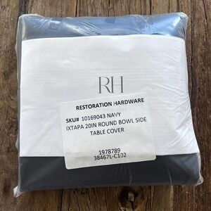 Restoration Hardware Ixtapa 20” Round Bowl Side Table Cover Navy New In Package